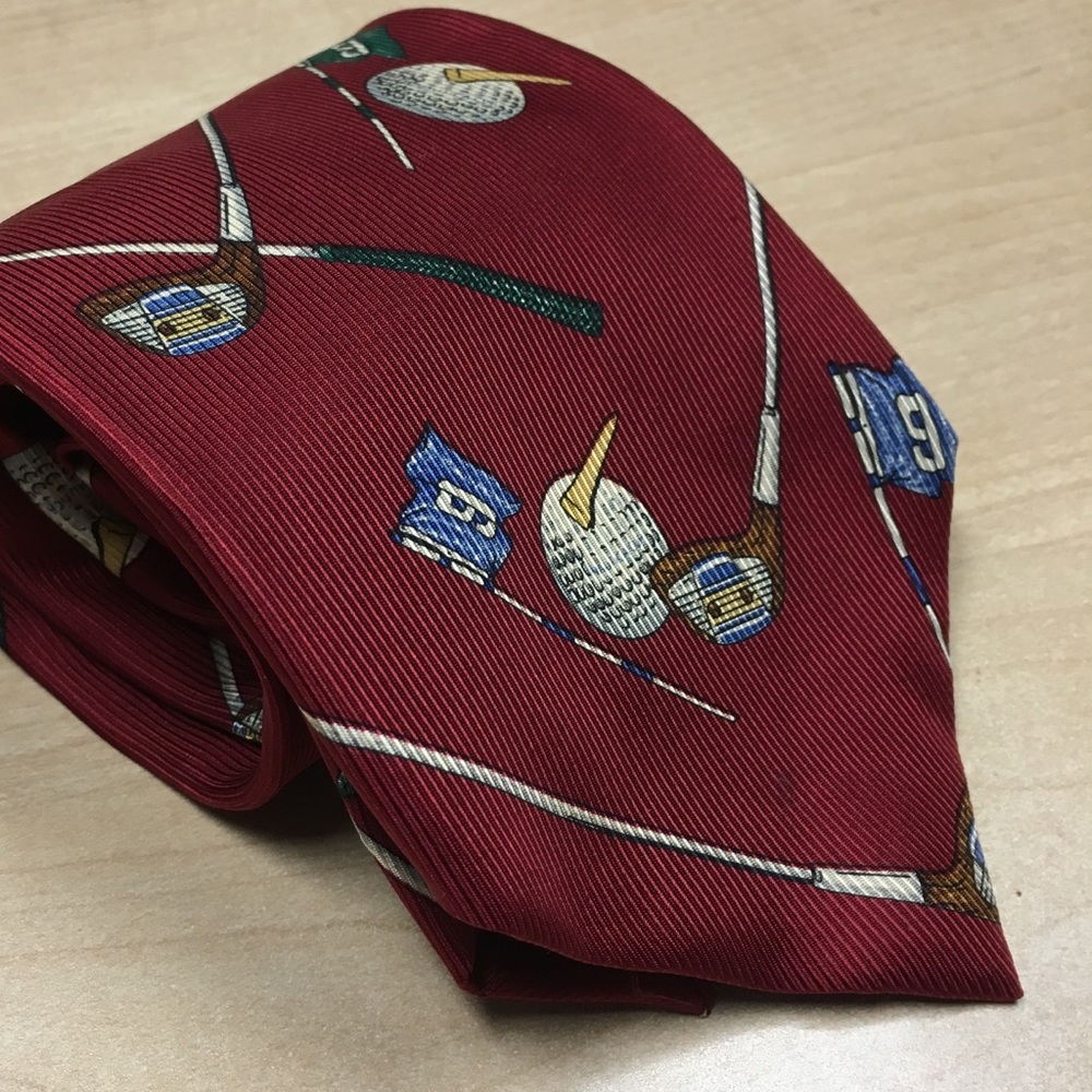 Nautical Golf Theme Men’s 100% Silk Necktie